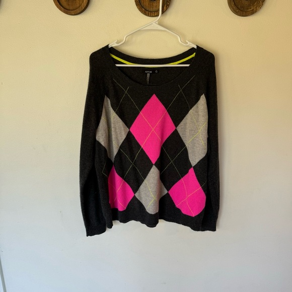 Apt 9 100% cashmere argyle print cozy pullover sweater size XL - Picture 1 of 6